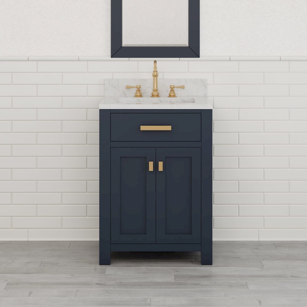 Madison 24 In. Single Sink Carrara White Marble Countertop Bath Vanity. Picture 2