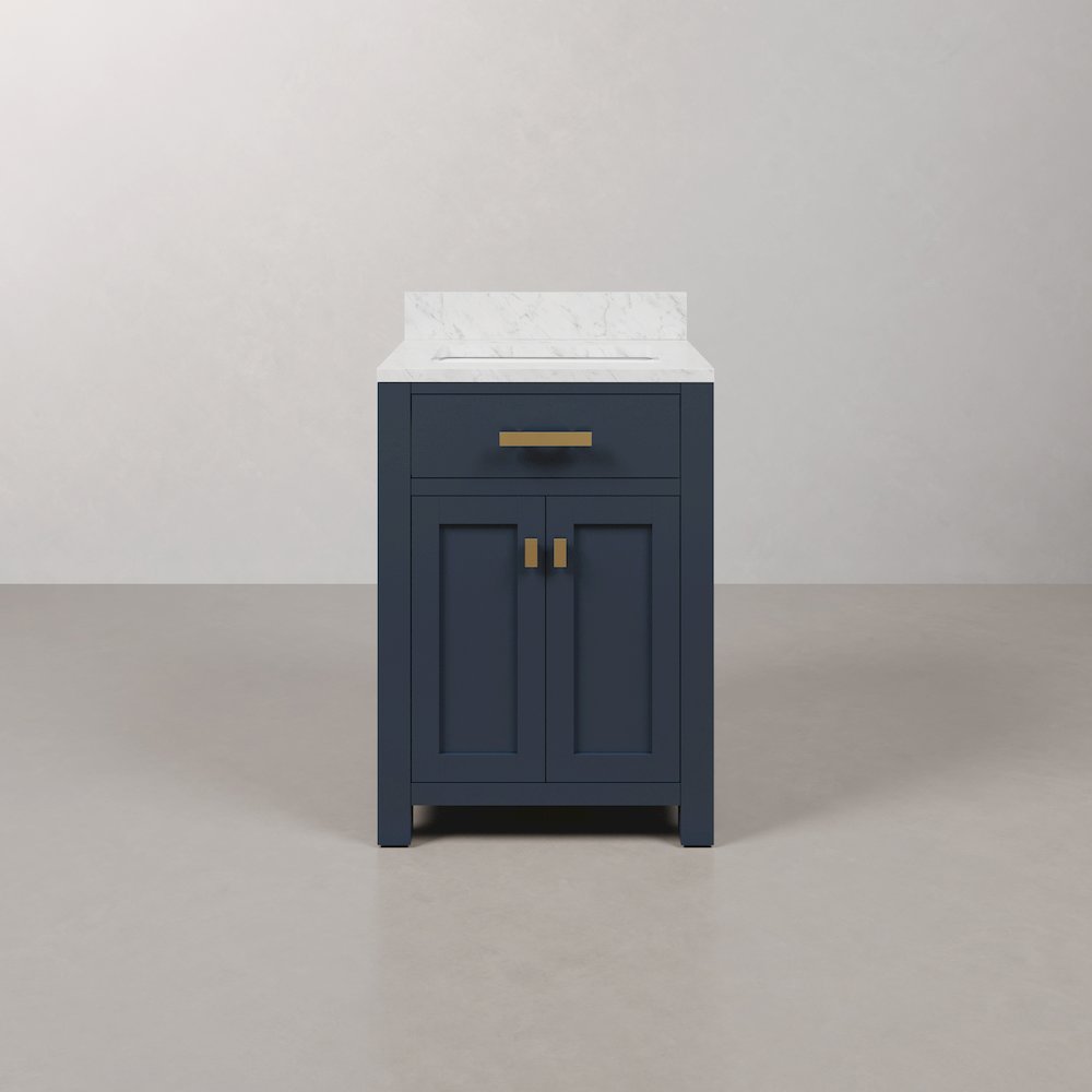 Madison 24 In. Single Sink Carrara White Marble Countertop Bath Vanity. Picture 1