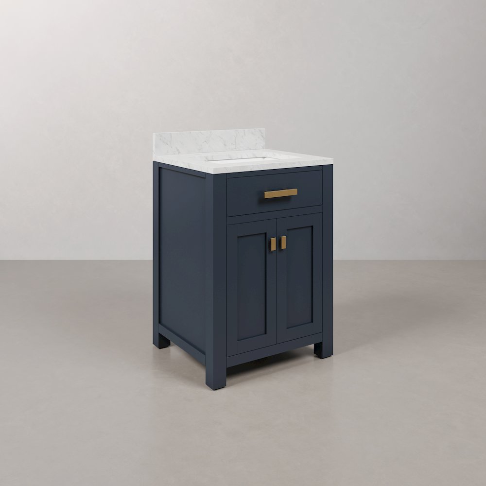 Madison 24 In. Single Sink Carrara White Marble Countertop Bath Vanity. Picture 3