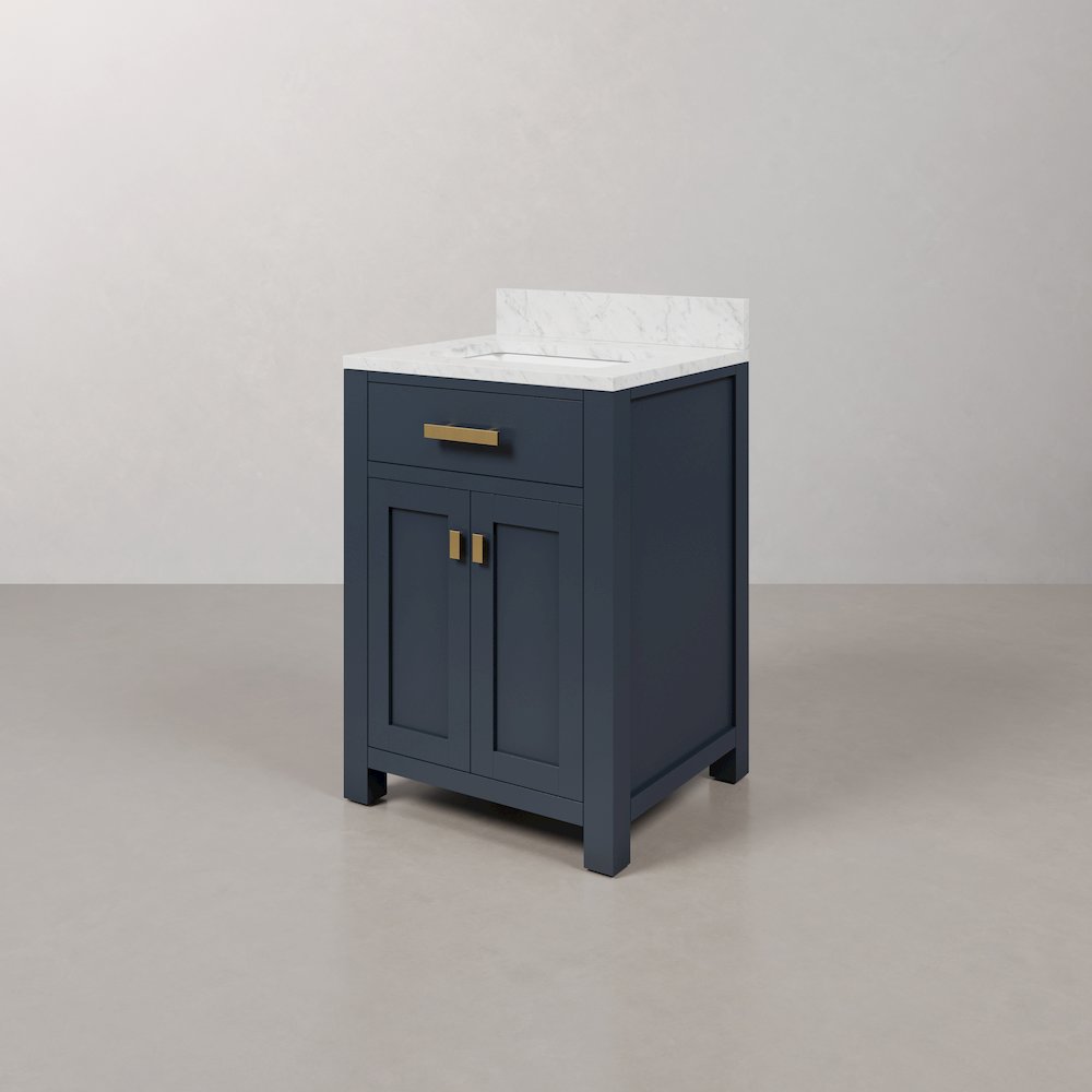 Madison 24 In. Single Sink Carrara White Marble Countertop Bath Vanity. Picture 4