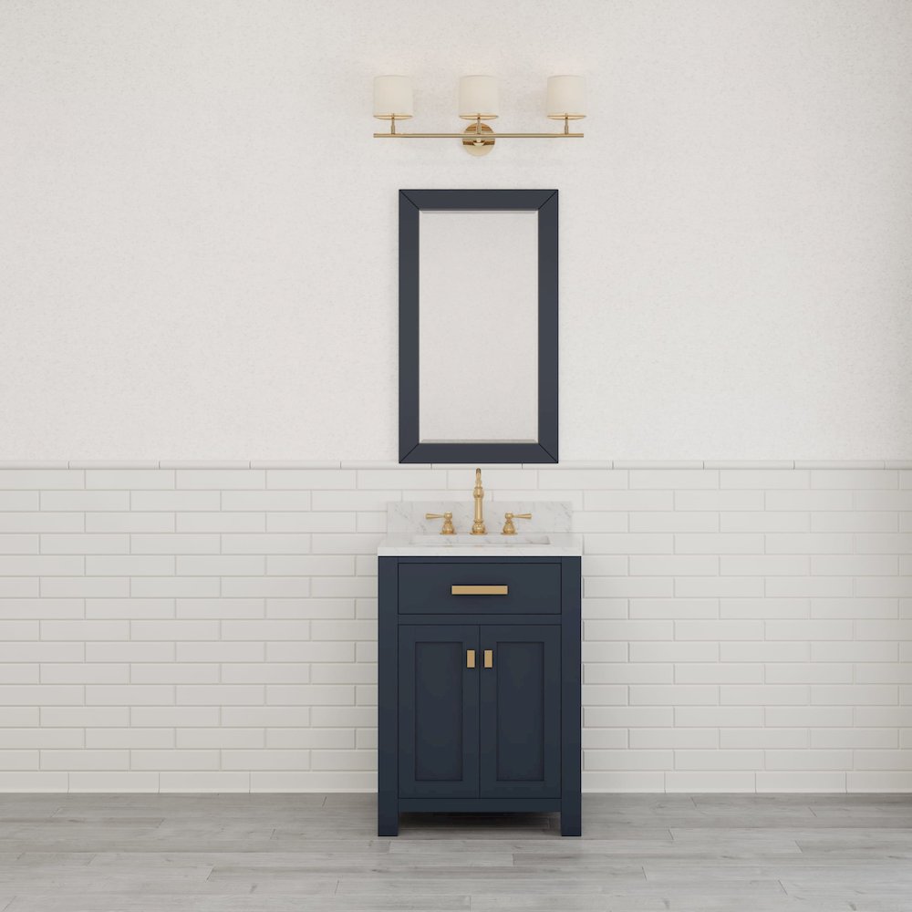 Madison 24 In. Single Sink Carrara White Marble Countertop Bath Vanity. Picture 8