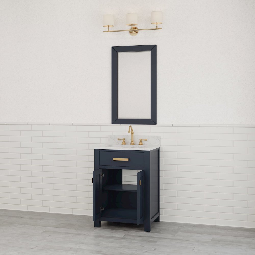 Madison 24 In. Single Sink Carrara White Marble Countertop Bath Vanity. Picture 9