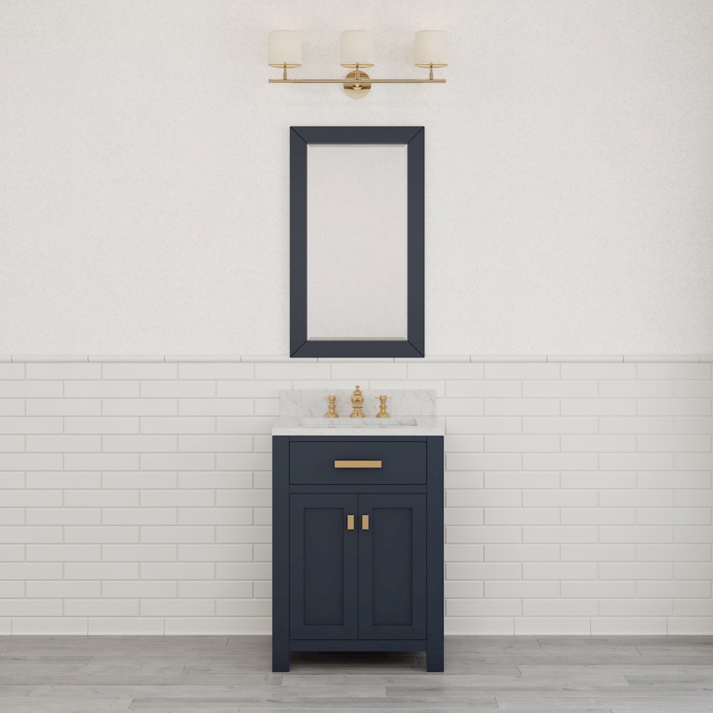 Madison 24 In. Single Sink Carrara White Marble Countertop Bath Vanity. Picture 2