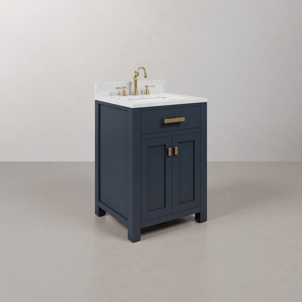 Madison 24 In. Single Sink Carrara White Marble Countertop Bath Vanity. Picture 3
