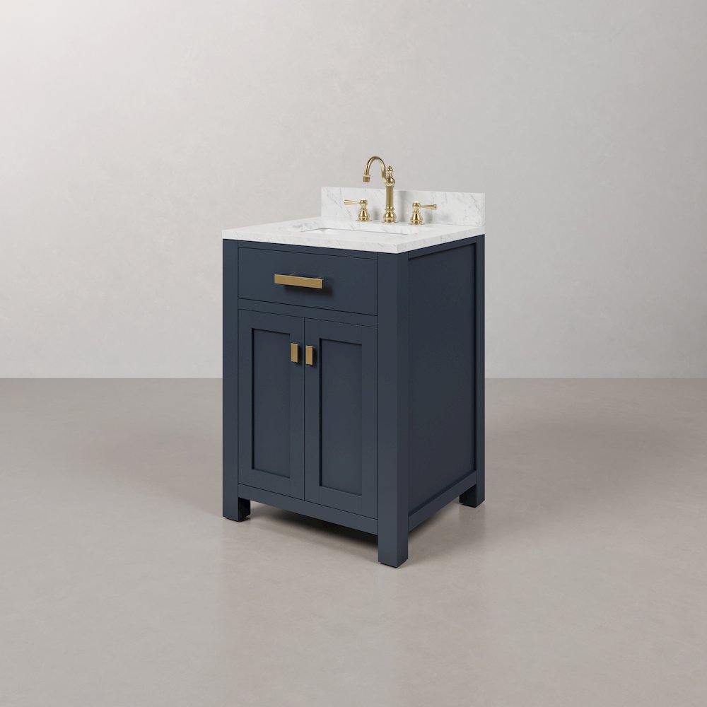 Madison 24 In. Single Sink Carrara White Marble Countertop Bath Vanity. Picture 4