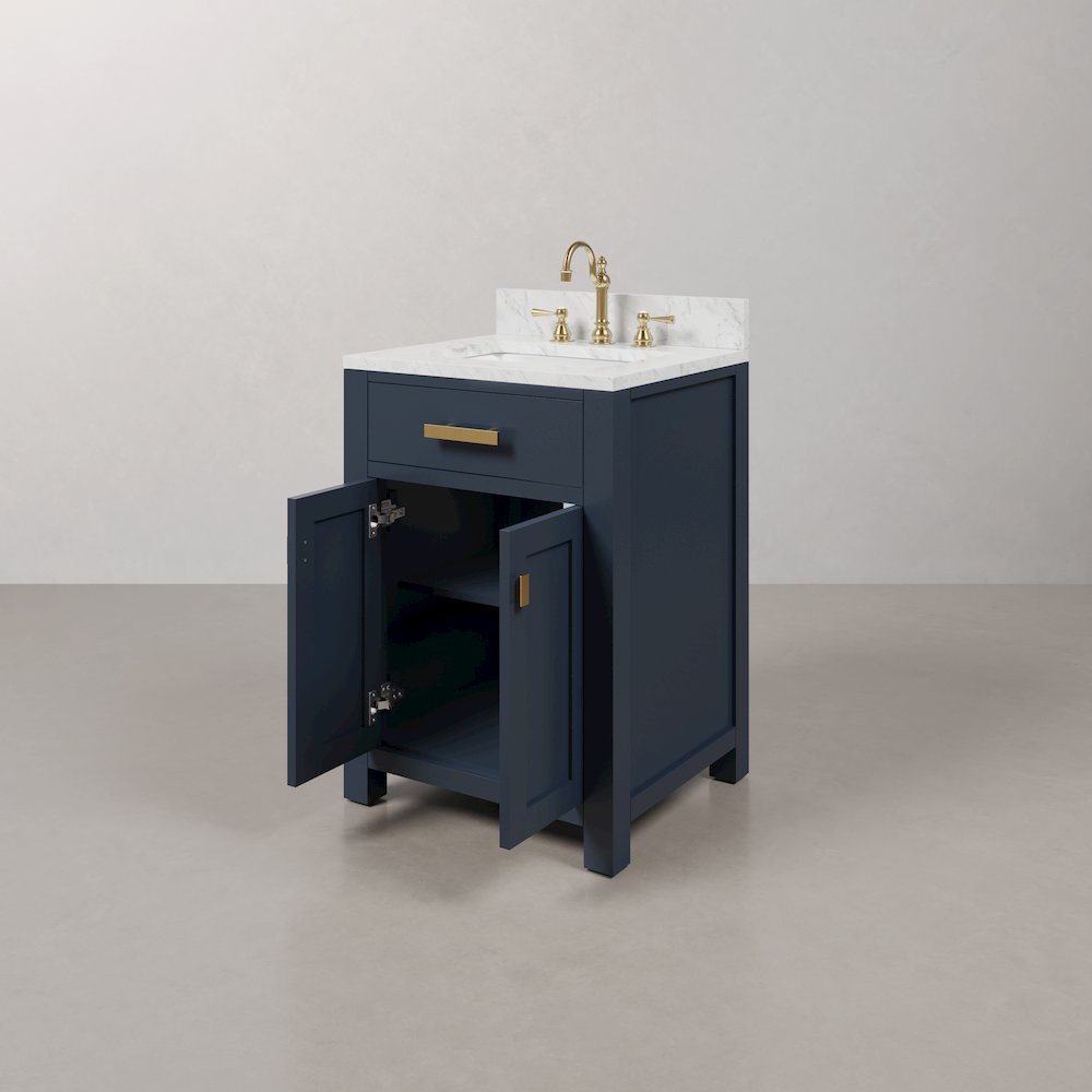 Madison 24 In. Single Sink Carrara White Marble Countertop Bath Vanity. Picture 5