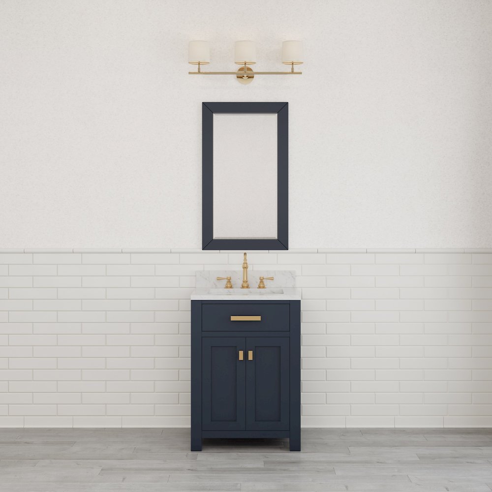 Madison 24 In. Single Sink Carrara White Marble Countertop Bath Vanity. Picture 2