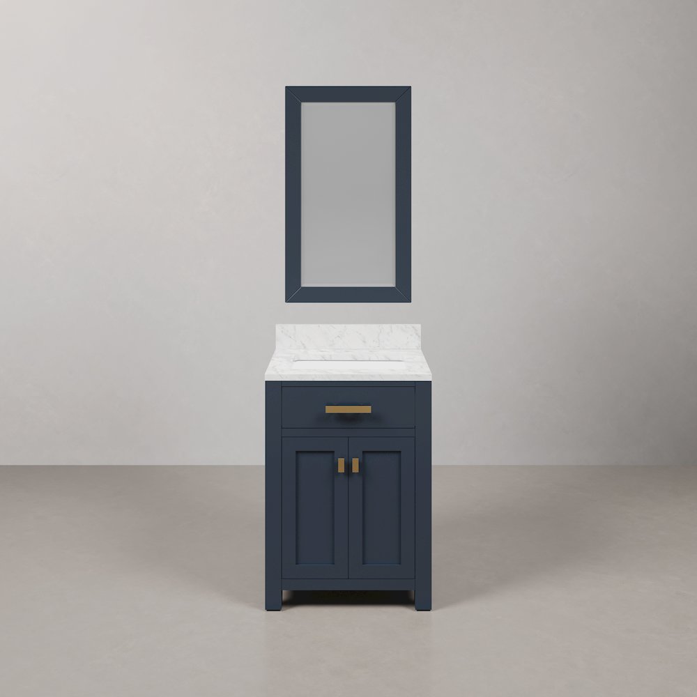 Madison 24 In. Single Sink Carrara White Marble Countertop Bath Vanity. Picture 1