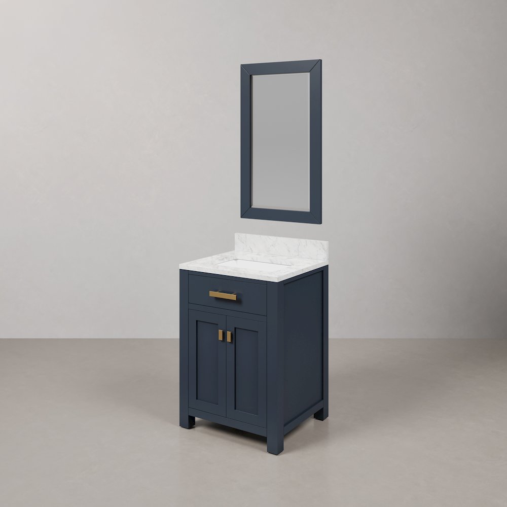 Madison 24 In. Single Sink Carrara White Marble Countertop Bath Vanity. Picture 3