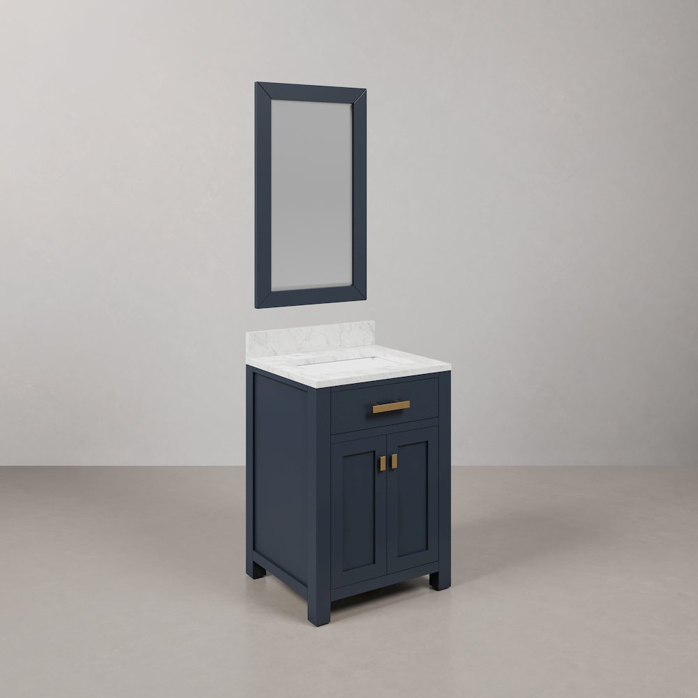 Madison 24 In. Single Sink Carrara White Marble Countertop Bath Vanity. Picture 7