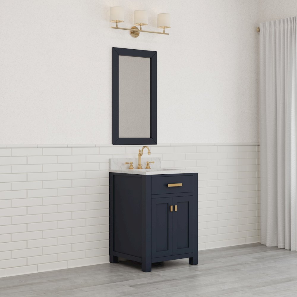 Madison 24 In. Single Sink Carrara White Marble Countertop Bath Vanity. Picture 8