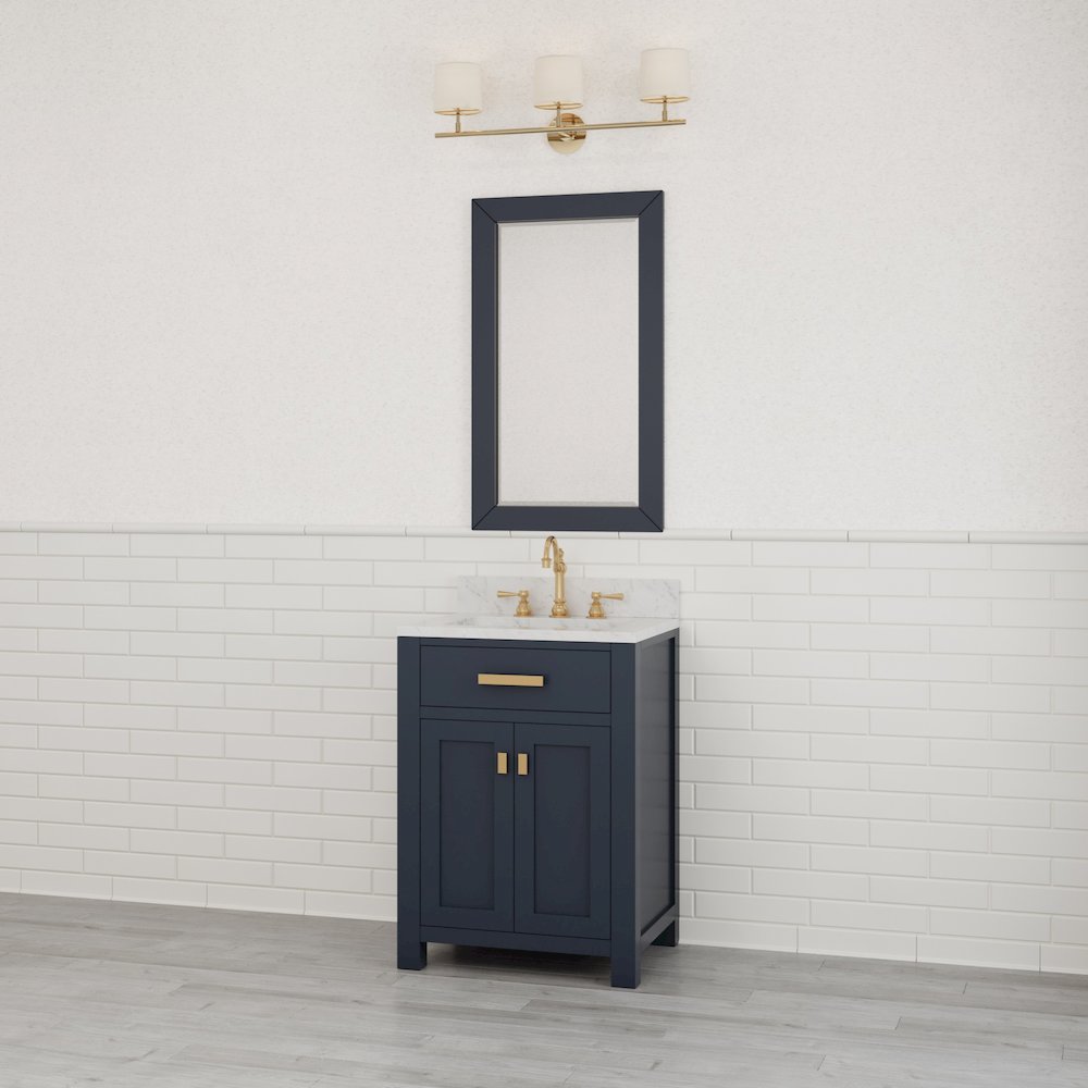 Madison 24 In. Single Sink Carrara White Marble Countertop Bath Vanity. Picture 9