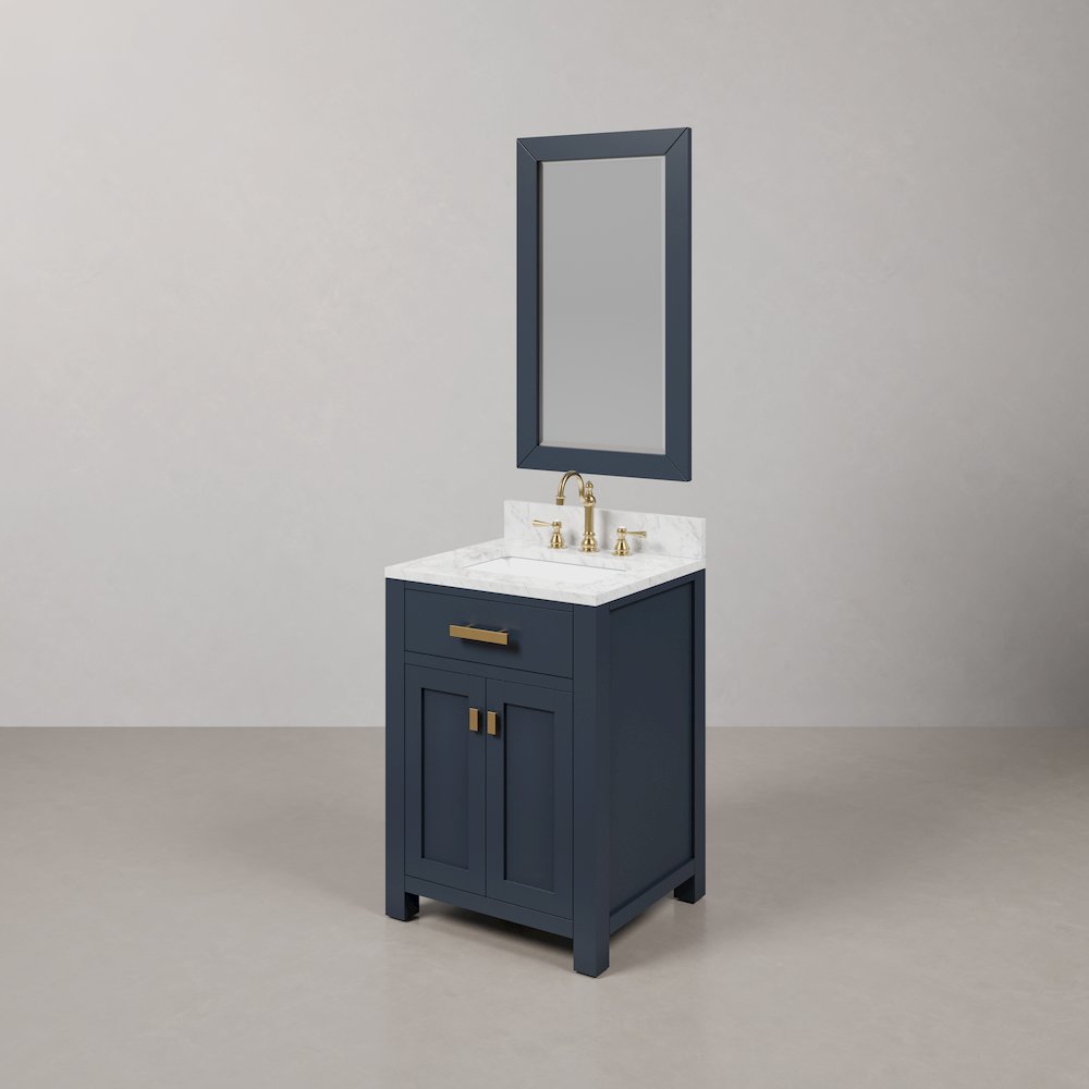 Madison 24 In. Single Sink Carrara White Marble Countertop Bath Vanity. Picture 3