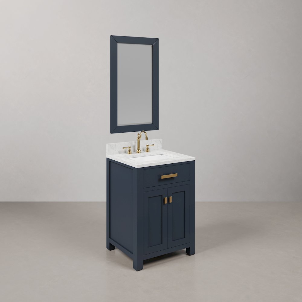Madison 24 In. Single Sink Carrara White Marble Countertop Bath Vanity. Picture 7
