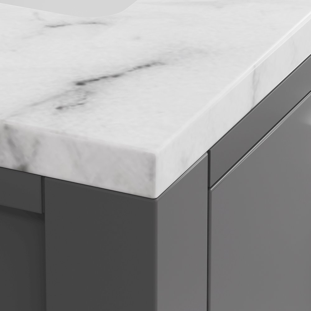 Madison 30 In. Single Sink Carrara White Marble Countertop Bath Vanity. Picture 6