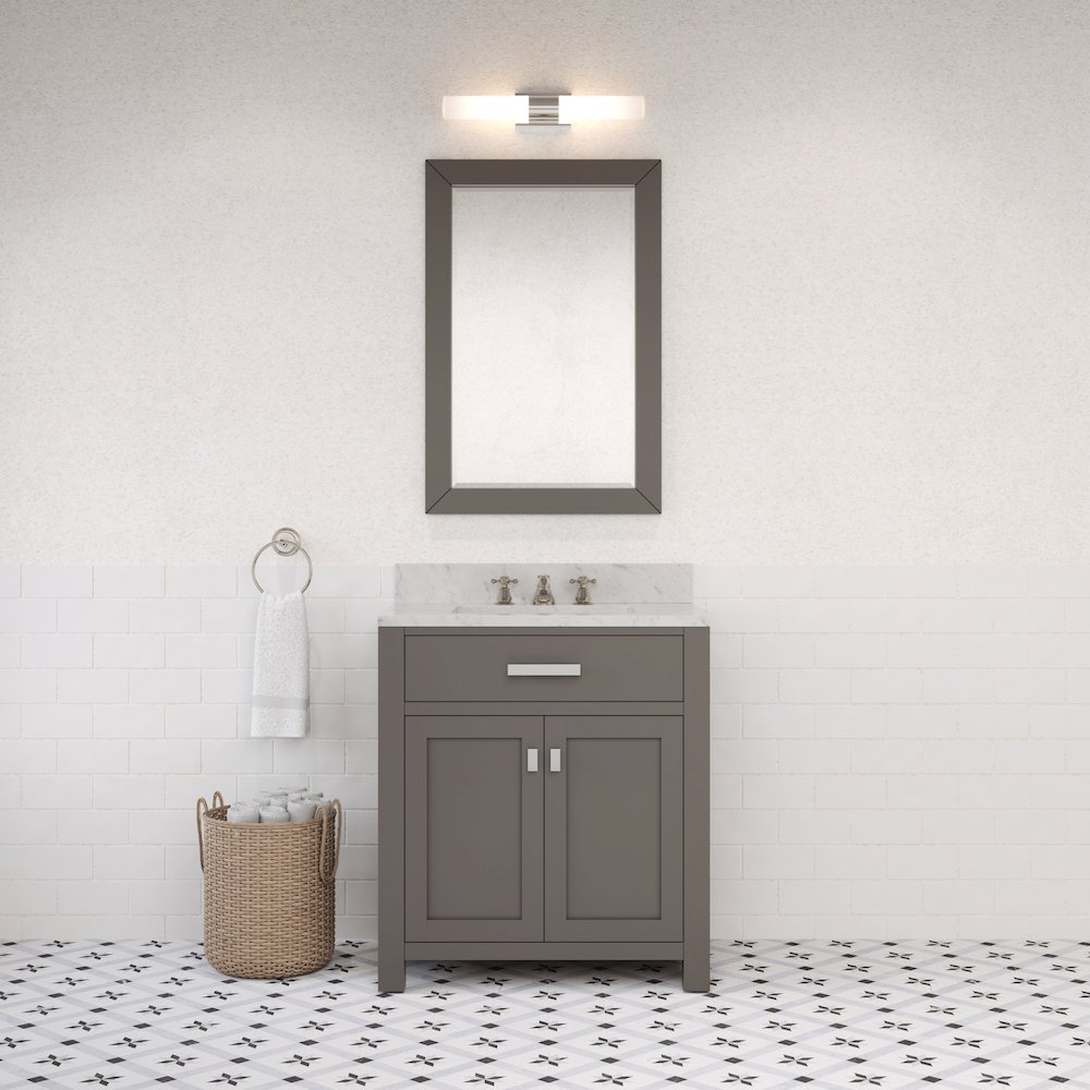 Madison 30 In. Single Sink Carrara White Marble Countertop Bath Vanity. Picture 2