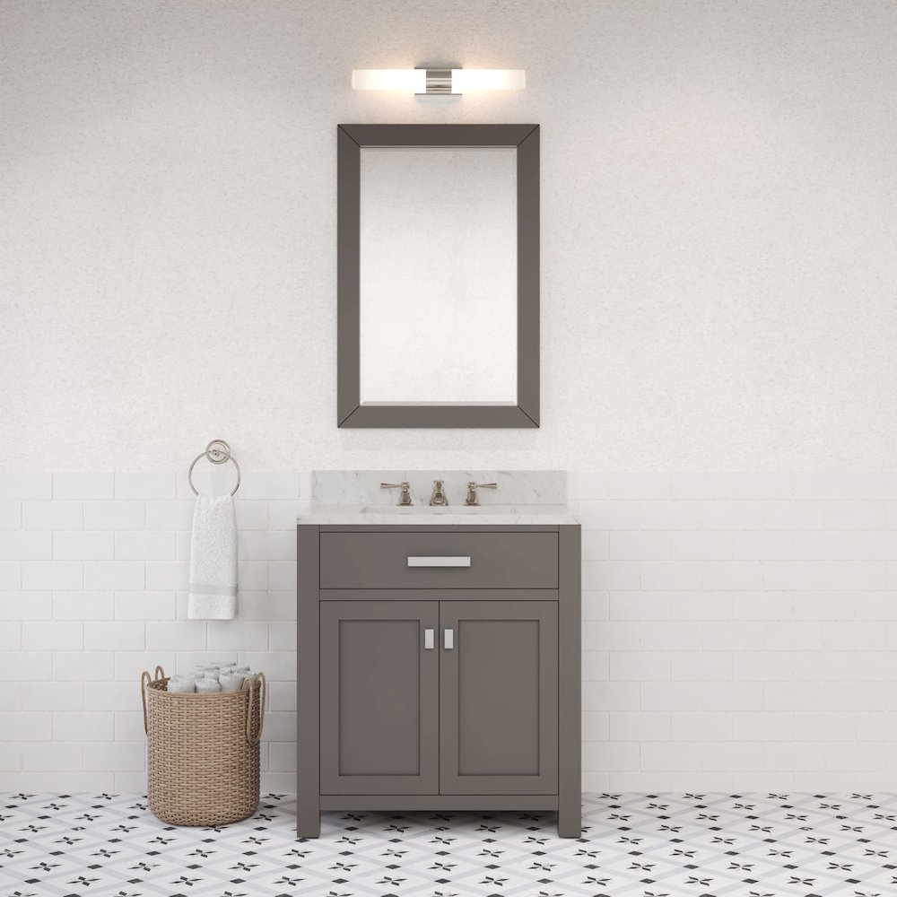 Madison 30 In. Single Sink Carrara White Marble Countertop Bath Vanity. Picture 2