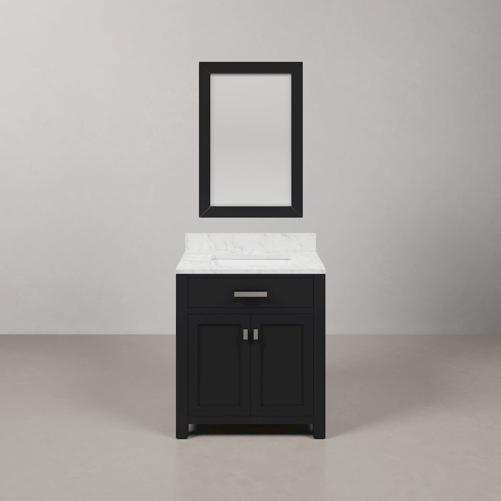 Madison 30 In. Single Sink Carrara White Marble Countertop Bath Vanity. Picture 1