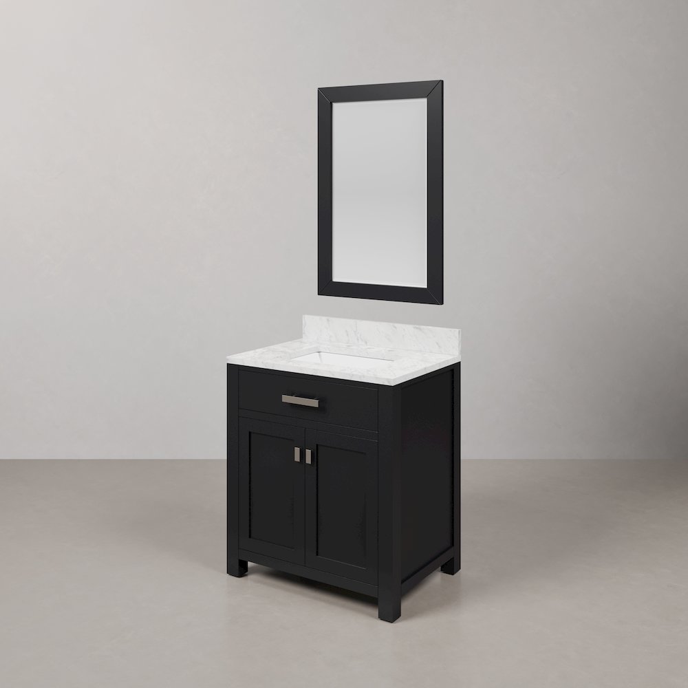 Madison 30 In. Single Sink Carrara White Marble Countertop Bath Vanity. Picture 4