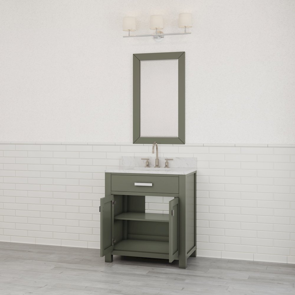 Madison 30 In. Single Sink Carrara White Marble Countertop Bath Vanity. Picture 9