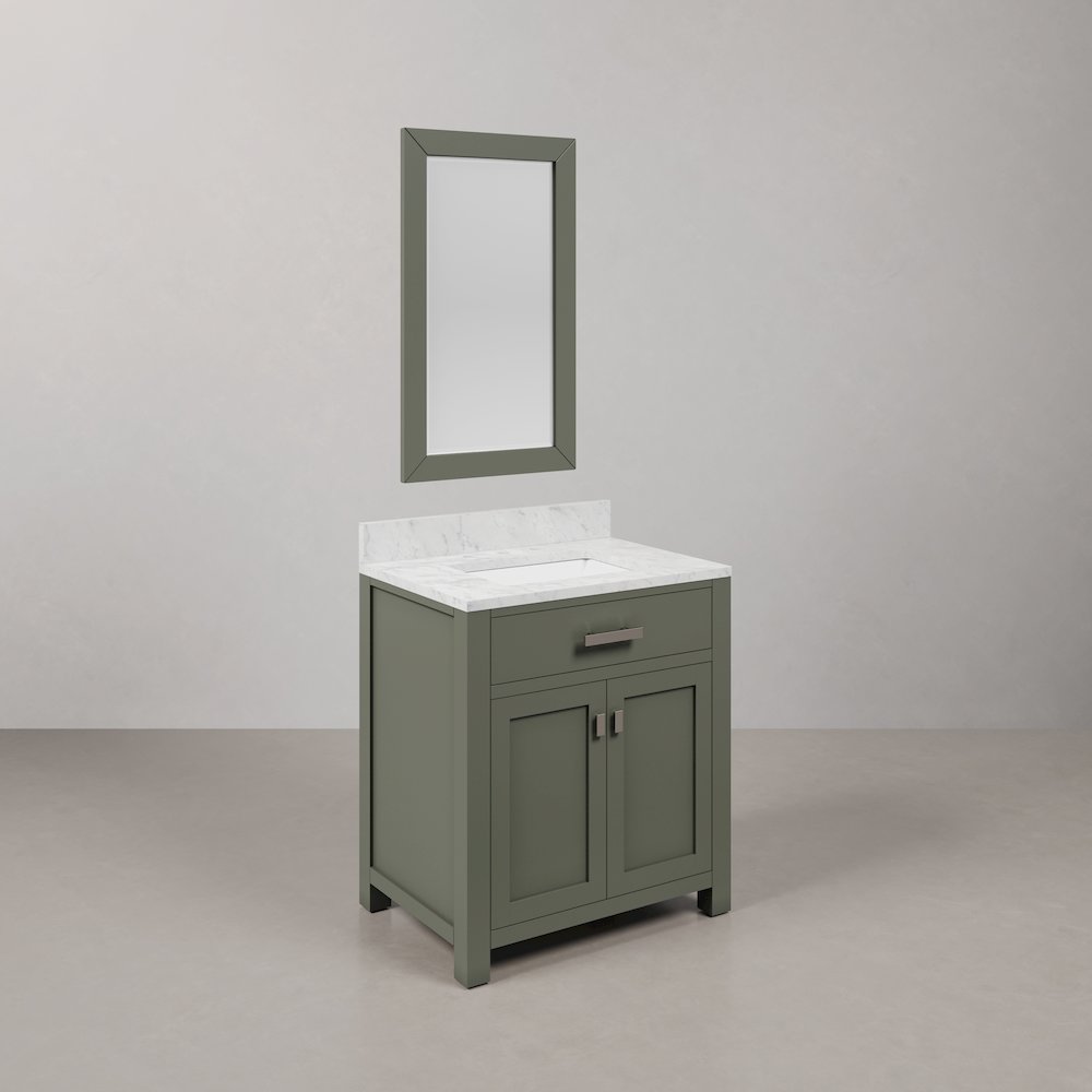 Madison 30 In. Single Sink Carrara White Marble Countertop Bath Vanity. Picture 3