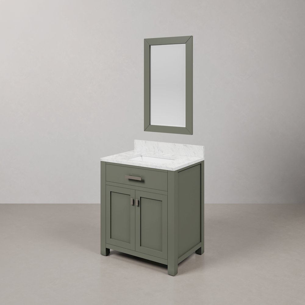 Madison 30 In. Single Sink Carrara White Marble Countertop Bath Vanity. Picture 4