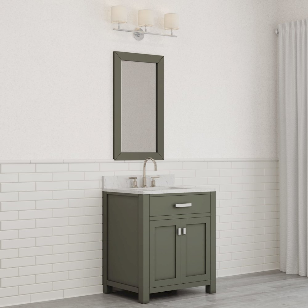 Madison 30 In. Single Sink Carrara White Marble Countertop Bath Vanity. Picture 8
