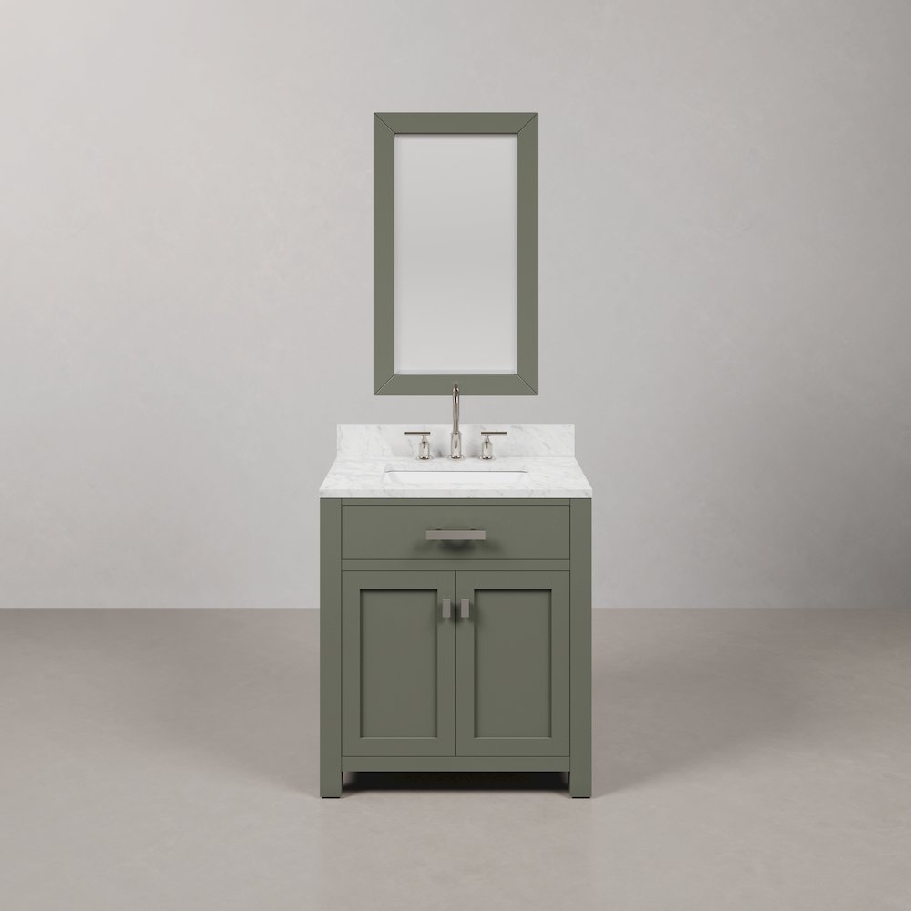 Madison 30 In. Single Sink Carrara White Marble Countertop Bath Vanity. Picture 1