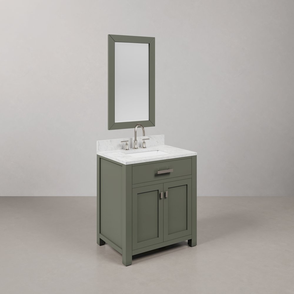 Madison 30 In. Single Sink Carrara White Marble Countertop Bath Vanity. Picture 3