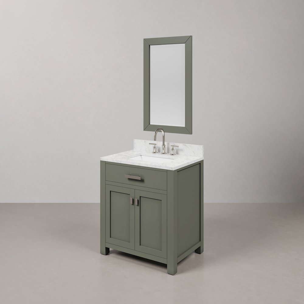 Madison 30 In. Single Sink Carrara White Marble Countertop Bath Vanity. Picture 4