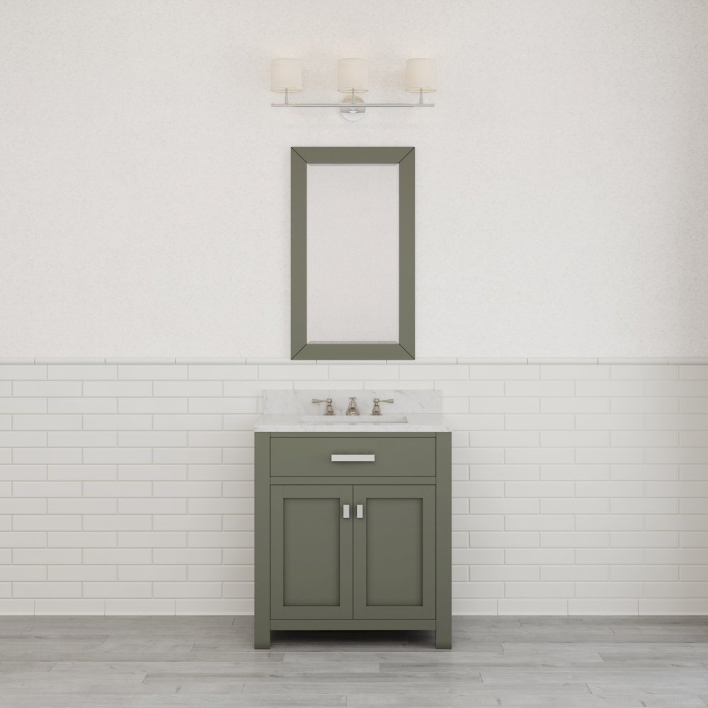 Madison 30 In. Single Sink Carrara White Marble Countertop Bath Vanity. Picture 2