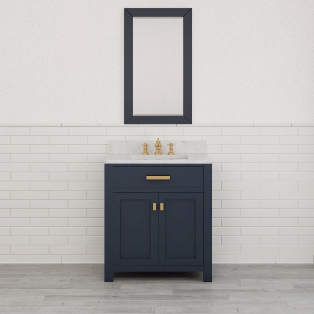 Madison 30 In. Single Sink Carrara White Marble Countertop Bath Vanity. Picture 2