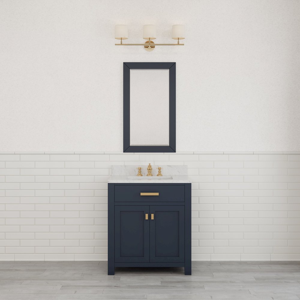 Madison 30 In. Single Sink Carrara White Marble Countertop Bath Vanity. Picture 5