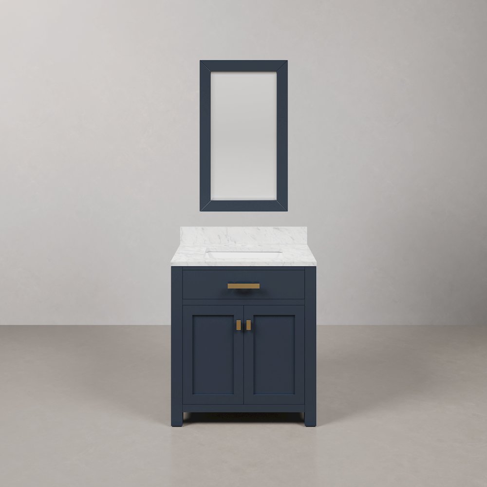 Madison 30 In. Single Sink Carrara White Marble Countertop Bath Vanity. Picture 1