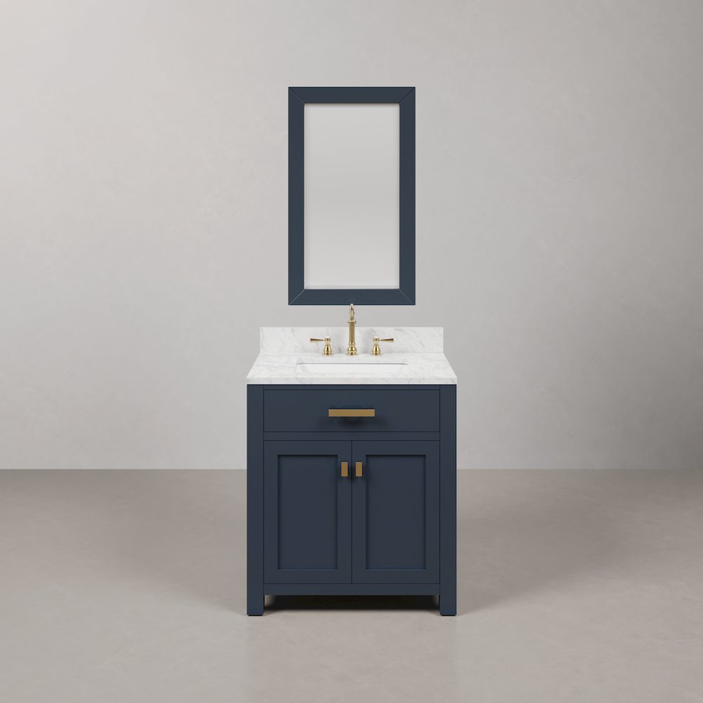 Madison 30 In. Single Sink Carrara White Marble Countertop Bath Vanity. Picture 1