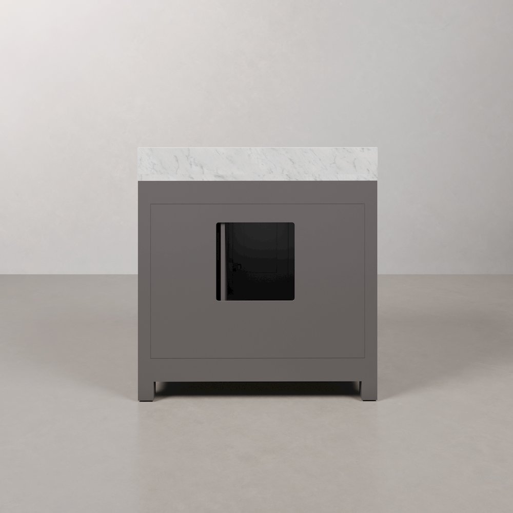 Madison 36 In. Single Sink Carrara White Marble Countertop Bath Vanity. Picture 8