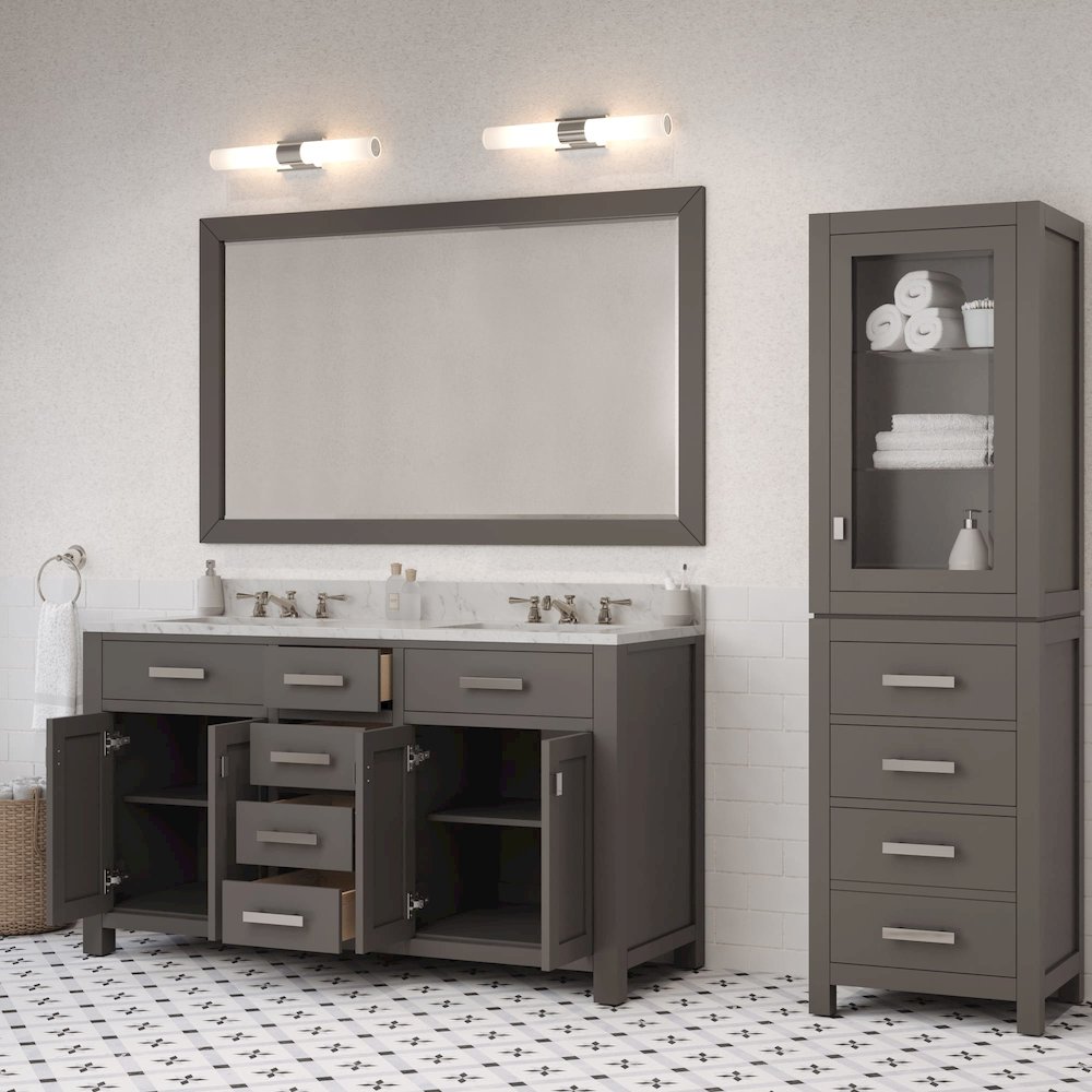 Madison 60 In. Double Sink Carrara White Marble Countertop Bath Vanity. Picture 10