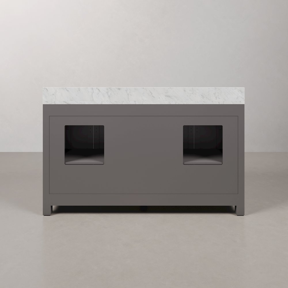 Madison 60 In. Double Sink Carrara White Marble Countertop Bath Vanity. Picture 7