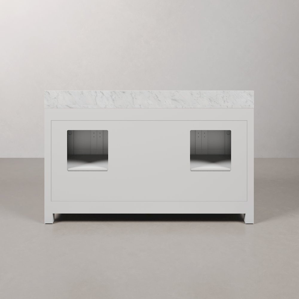 Madison 60 In. Double Sink Carrara White Marble Countertop Bath Vanity. Picture 5