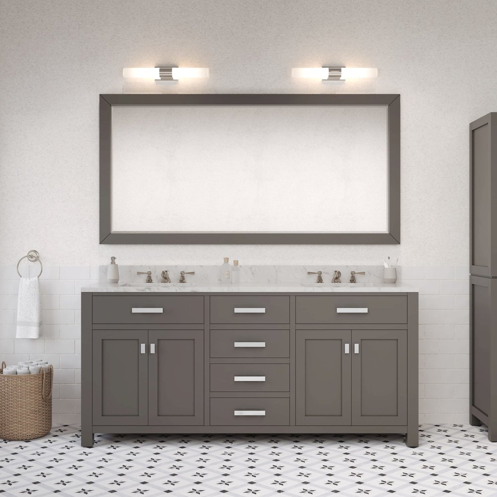 Madison 72 In. Double Sink Carrara White Marble Countertop Bath Vanity. Picture 2