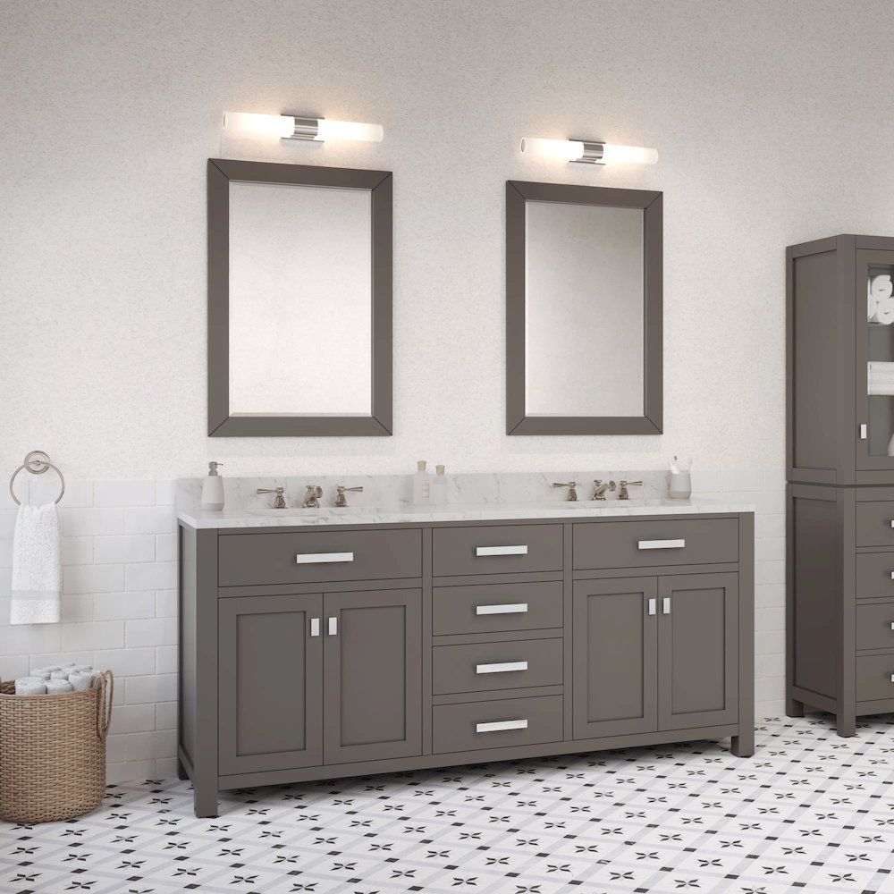 Madison 72 In. Double Sink Carrara White Marble Countertop Bath Vanity. Picture 9
