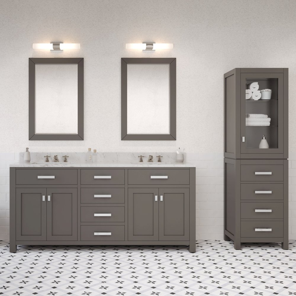 Madison 72 In. Double Sink Carrara White Marble Countertop Bath Vanity. Picture 7