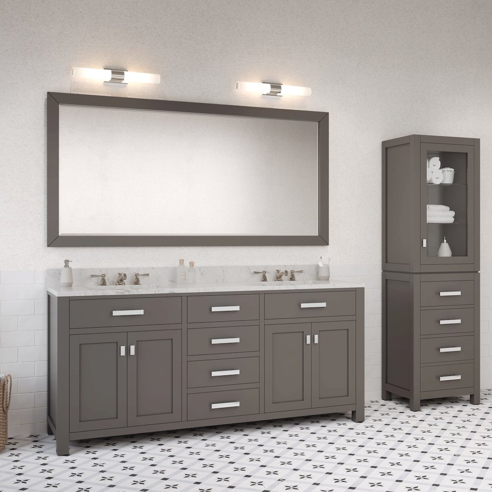 Madison 72 In. Double Sink Carrara White Marble Countertop Bath Vanity. Picture 9