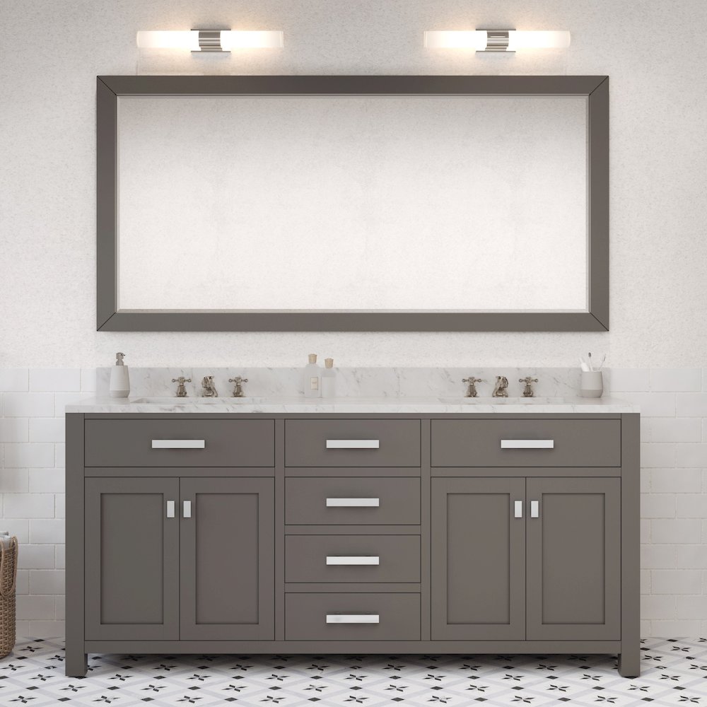 Madison 72 In. Double Sink Carrara White Marble Countertop Bath Vanity. Picture 2