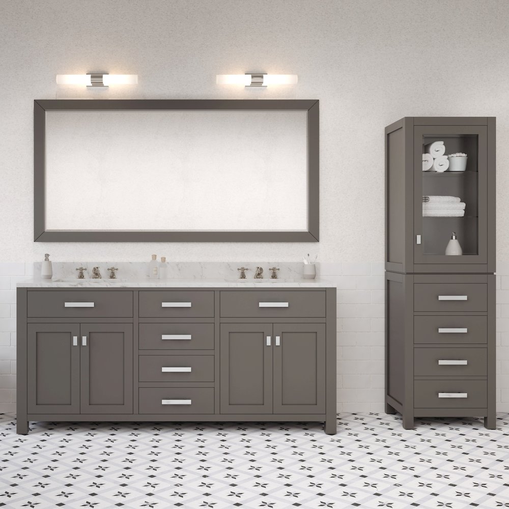 Madison 72 In. Double Sink Carrara White Marble Countertop Bath Vanity. Picture 7