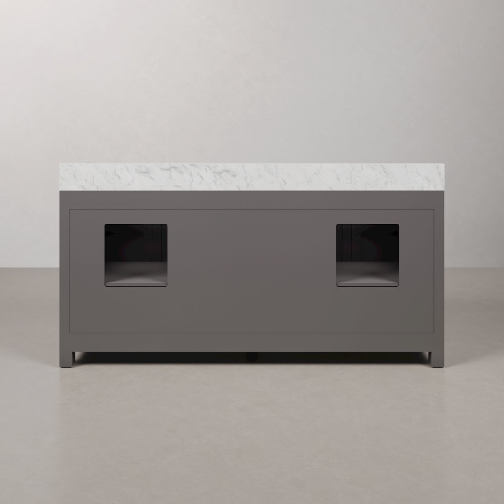 Madison 72 In. Double Sink Carrara White Marble Countertop Bath Vanity. Picture 8