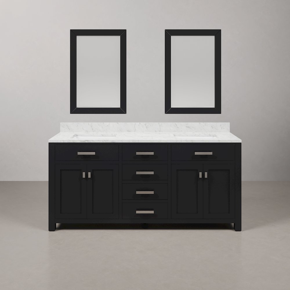 Madison 72 In. Double Sink Carrara White Marble Countertop Bath Vanity. Picture 1