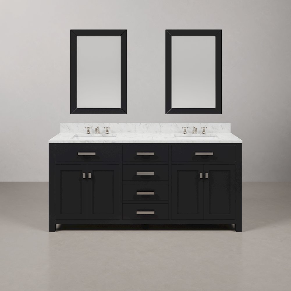 Madison 72 In. Double Sink Carrara White Marble Countertop Bath Vanity. Picture 1
