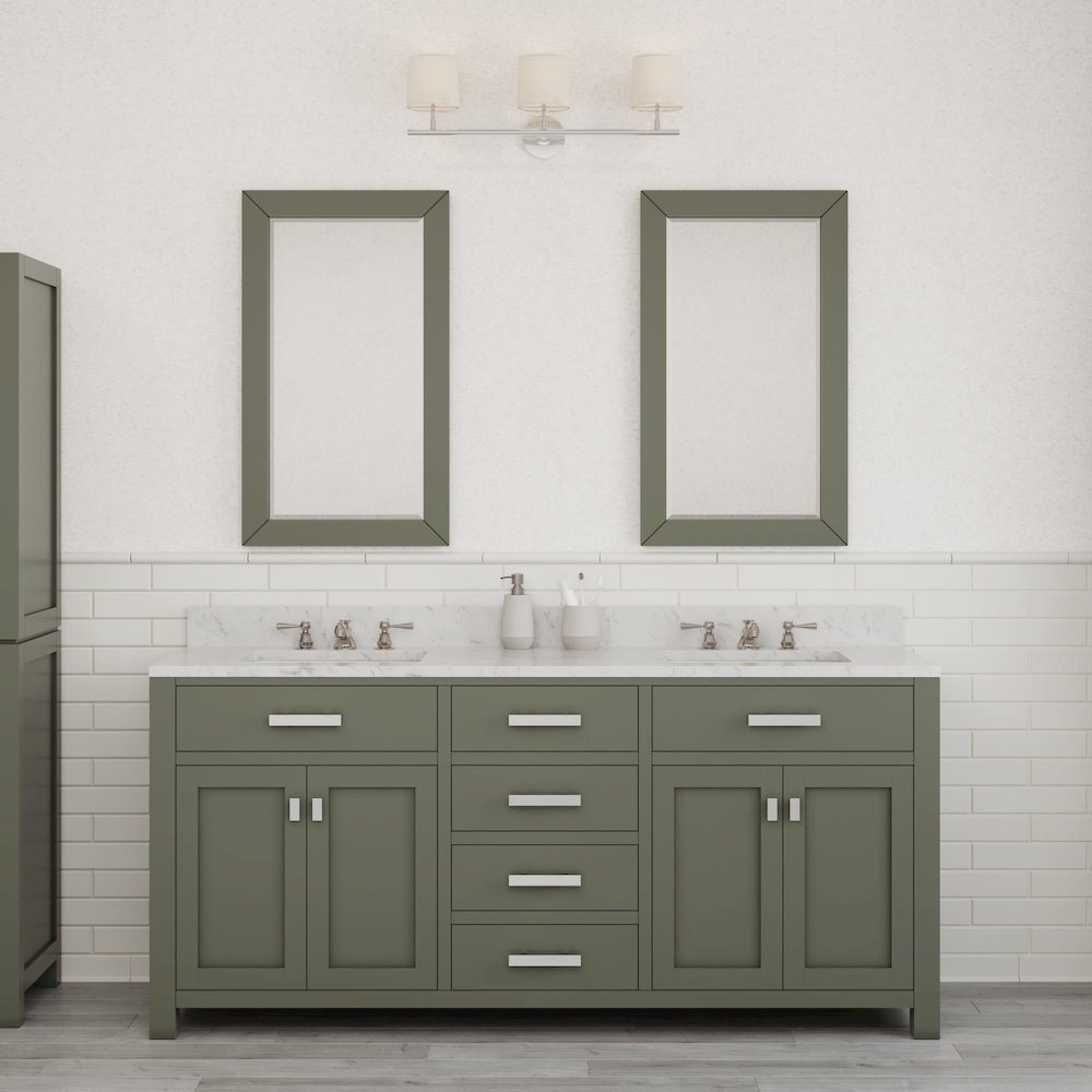 Madison 72 In. Double Sink Carrara White Marble Countertop Bath Vanity. Picture 2