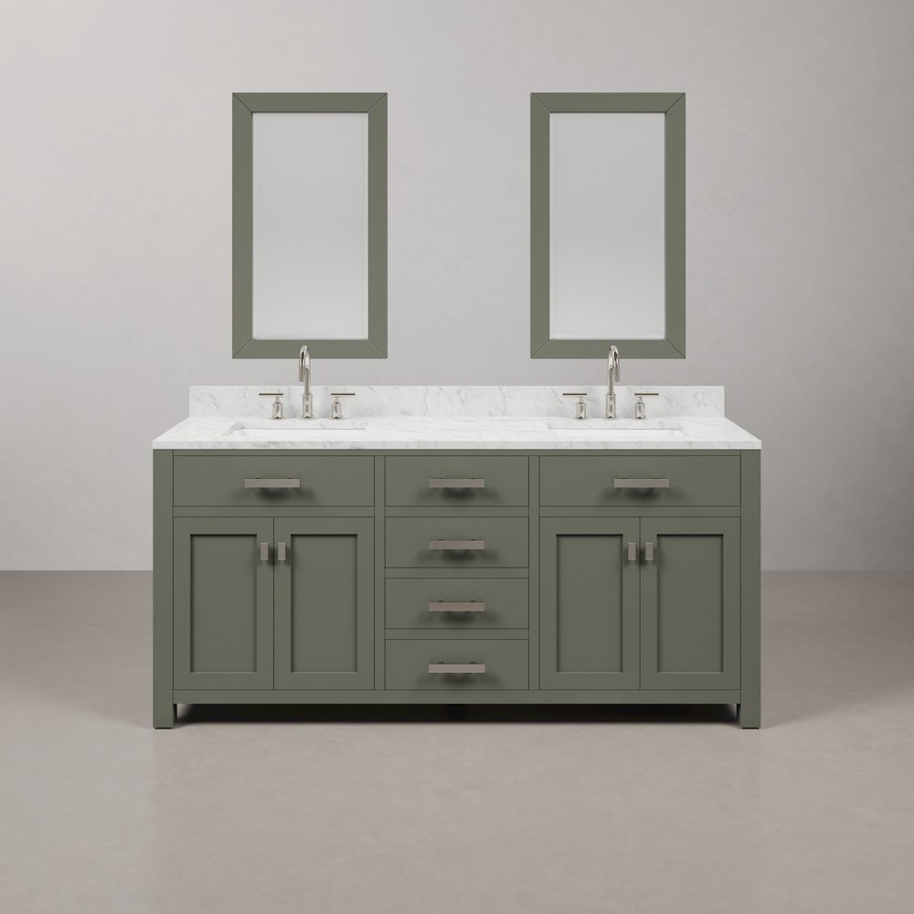 Madison 72 In. Double Sink Carrara White Marble Countertop Bath Vanity. Picture 1